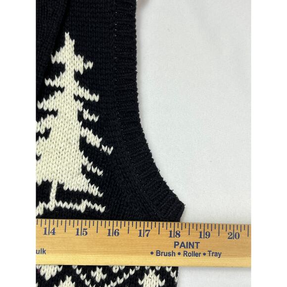 Coldwater Creek Women's Medium White/Black Holiday Moose Print One Button Vest - Picture 7 of 8